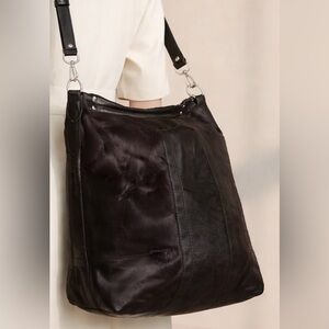 P’elle Italian Elegant Black Leather and fur Women's Bag